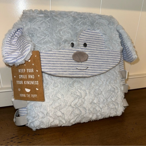 DEMDACO Blue Puppy Buckle and Snap 10 inch Childrens Stuffed Animal Backpack - Picture 2 of 10